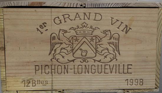 A case of twelve bottles of Chateau Pichon-Longueville Baron, Pauillac, 1998,